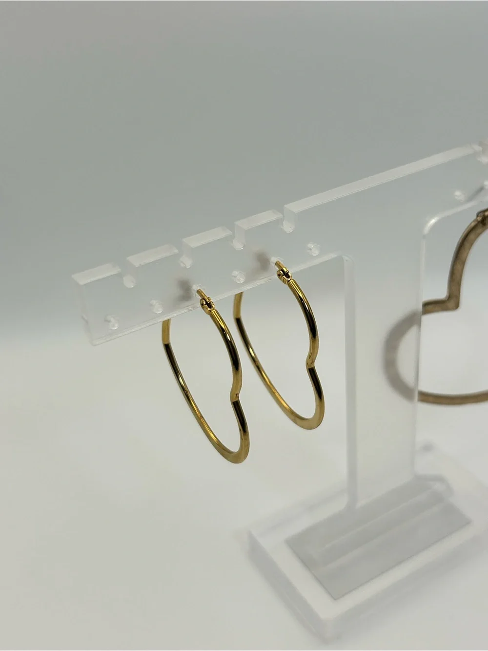 Gold-tone Heart Hoop Earrings 2 Pair Dangle Oversized